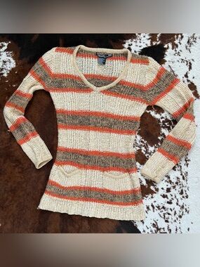 Y2K Ashley by 26 International Striped Knit Long Sleeve Sweater | Size: L
